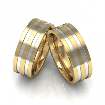 Alianças Casamento Ouro Polidas 7mm 16g com  e Aplique