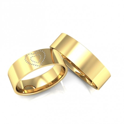 Alianças Casamento Ouro Polidas Aplique Em Ródio 6,0mm 12g