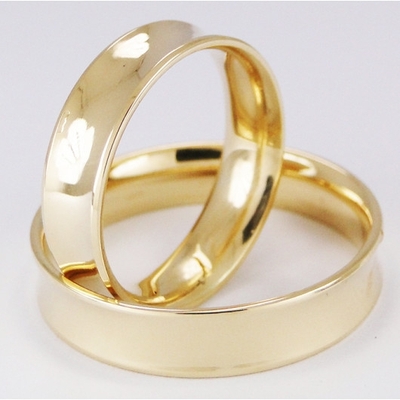 Alianças Casamento Ouro Polidas Côncavas 5mm 9g