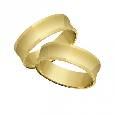Alianças Casamento Ouro Polidas Côncavas 6mm 15g