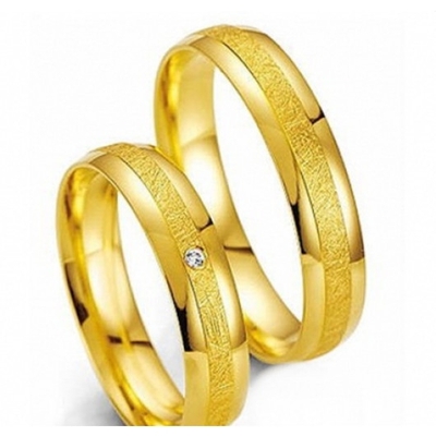 Alianças Casamento Ouro Polidas E Diamantadas 5mm 10g com Brilhante