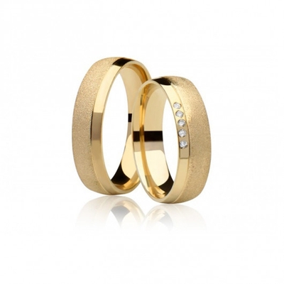 Alianças Casamento Ouro Polidas E Diamantadas 6 mm 13g com  e Brilhantes