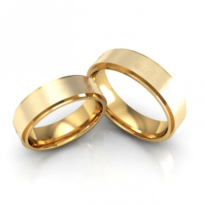 Alianças Casamento Ouro Polidas E Foscas 5mm 8g com Laterais Rebaixadas