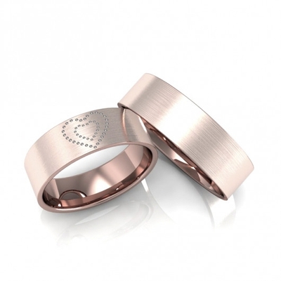 Alianças Casamento Ouro Rosê Foscas Com Aplique Em Ródio 6,0mm 12g