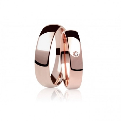 Alianças Casamento Ouro Rosê Polidas 5mm 10g com Brilhante