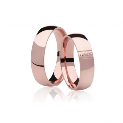 Alianças Casamento Ouro Rosê Polidas 6,0mm 12g com Brilhantes