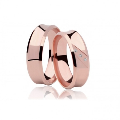Alianças Casamento Ouro Rosê Polidas 6mm 14g com Brilhantes