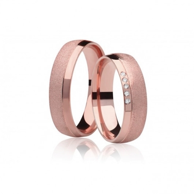Alianças Casamento Ouro Rosê Polidas E Diamantadas 6,0mm 13g com Brilhantes