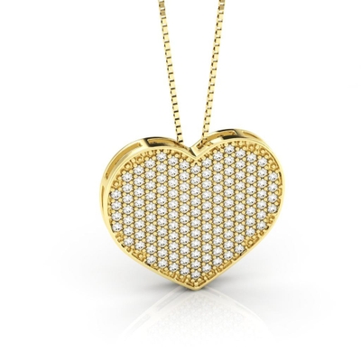 Colar Coração Ouro 18K Coleção Pavê Grande