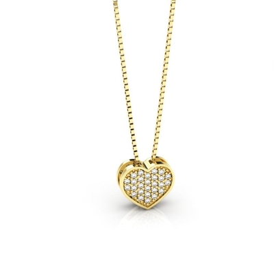 Colar Coração Ouro 18K Coleção Pavê Pequeno