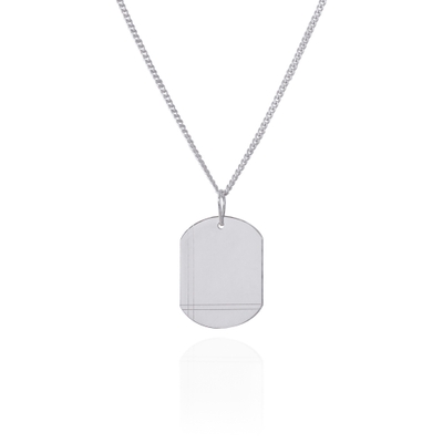 Colar de Prata Masculino com Placa Trabalhada