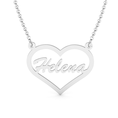 Colar Nome Personalizado Coração Prata