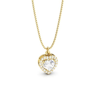 Colar Ouro 18K Coração com Pedras