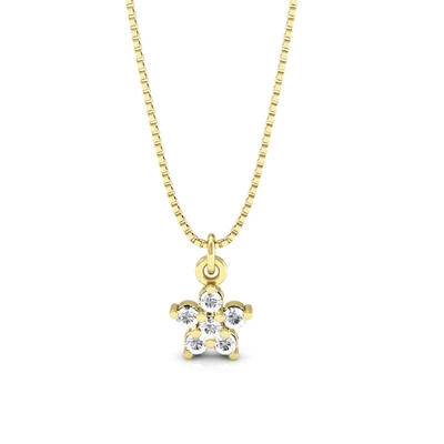 Colar Ouro 18K Flor com Pedras