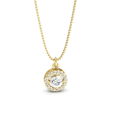 Colar Ouro 18K Ponto de Luz com Pedras