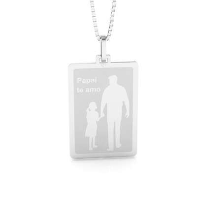 Colar Pai e Filha Papai Te amo Prata