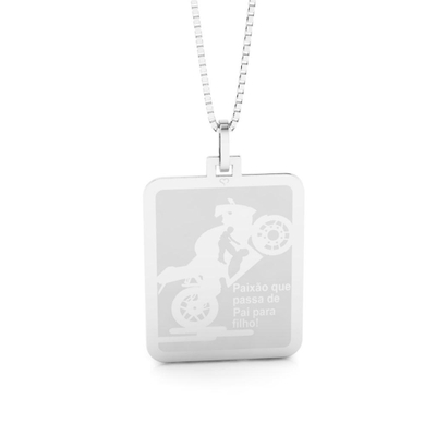 Colar Pai Paixão Moto Prata