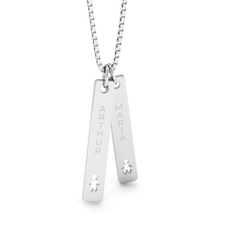 Colar Personalizado Prata Placas Menino e Menina com Nomes
