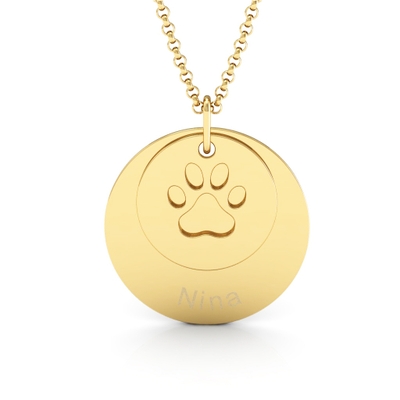 Colar Pet Personalizável Nome com Placa de Pata Vazada Ouro 18k