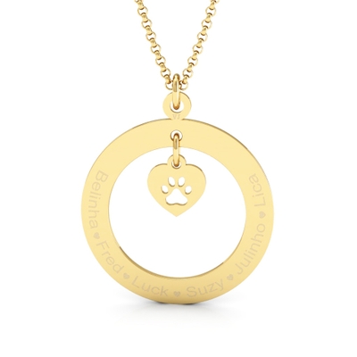 Colar Pet Personalizável Nomes Ouro 18k