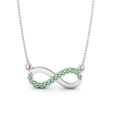 Colar Prata Infinito com Pedras Verdes