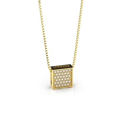 Colar Quadrado Ouro 18K Coleção Pavê Mini