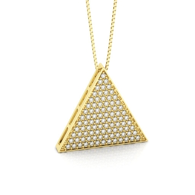 Colar Triângulo Ouro 18K Coleção Pavê Grande