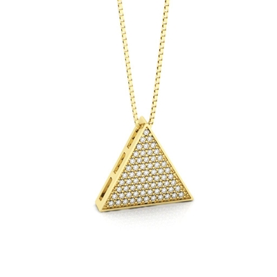 Colar Triângulo Ouro 18K Coleção Pavê Médio