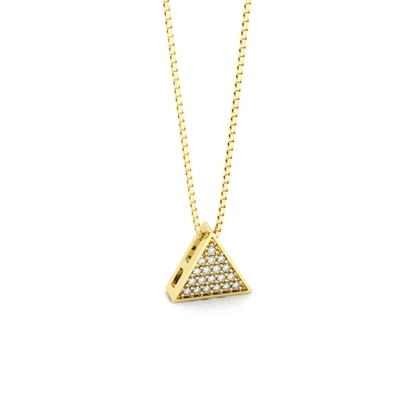 Colar Triângulo Ouro 18K Coleção Pavê Mini