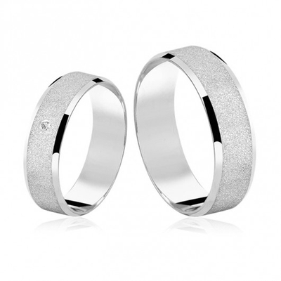 Alianças Compromisso Prata Diamantada 6mm 12g com Pedra