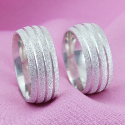Alianças Compromisso Prata Diamantadas 8mm 14g 