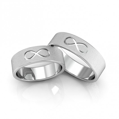Alianças Compromisso Prata Diamantadas Infinito 6mm 12g