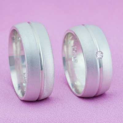 Alianças Compromisso Prata Foscas 8mm 16g com Friso 