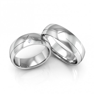 Alianças Compromisso Prata Polida 6mm 12g com Detalhe em V