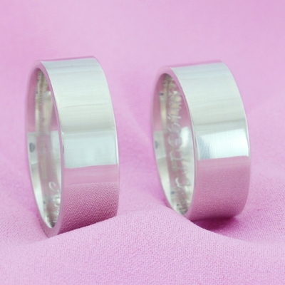 Alianças Compromisso Prata Polidas Quadradas 7mm 12g