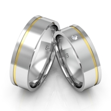 Alianças Namoro Ouro E Prata Polidas 6mm 12g 1 Pedra