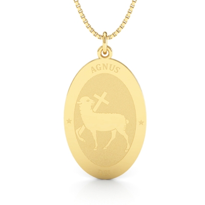 Medalha Agnus Dei Ouro 18K Grande