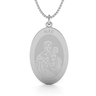 Medalha Mãe Rainha Prata Grande