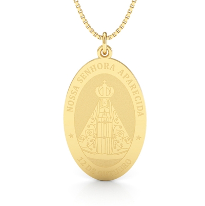 Medalha Nossa Senhora Aparecida Ouro 18K Grande