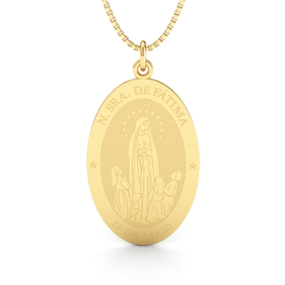 Medalha Nossa Senhora de Fátima Ouro 18K Grande