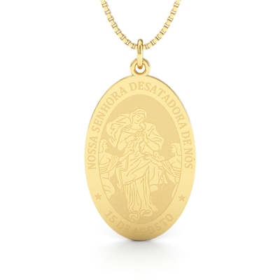 Medalha Nossa Senhora Desatadora de Nós Ouro 18K Grande