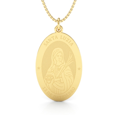 Medalha Santa Luzia Ouro 18K Grande