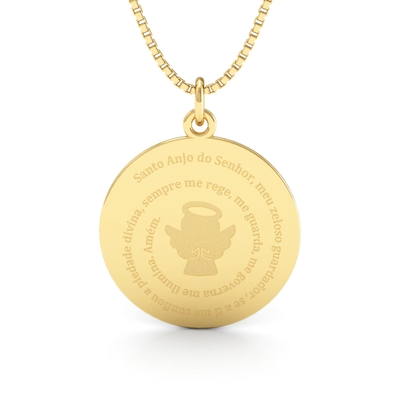 Medalha Santo Anjo do Senhor Ouro 18K Grande