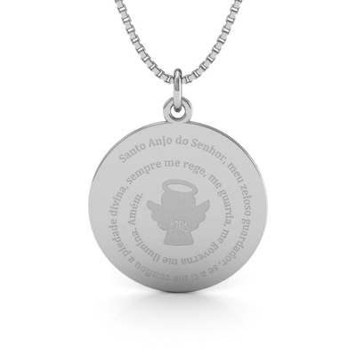 Medalha Santo Anjo do Senhor Prata Grande