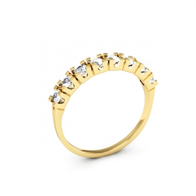 Meia Aliança Pedra Branca Grande Ouro 18K