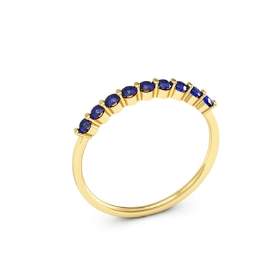 Meia Aliança Pedra Azul Pequena Ouro 18K