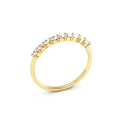 Meia Aliança Pedra Branca Pequena Ouro 18K