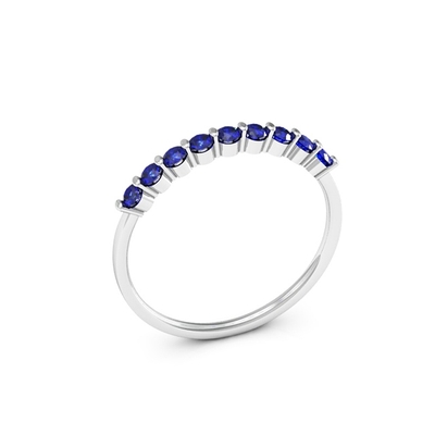 Meia Aliança Prata Pedra Azul Pequena