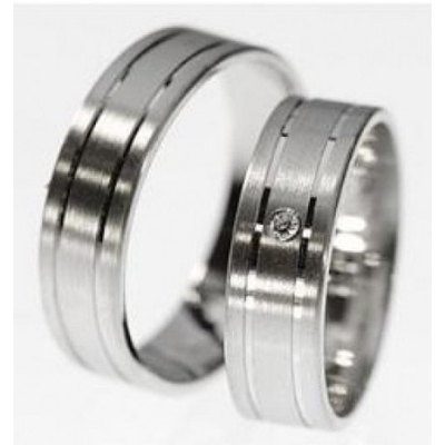 Alianças Namoro Prata Foscas 7mm 12g com Frisos e Pedra