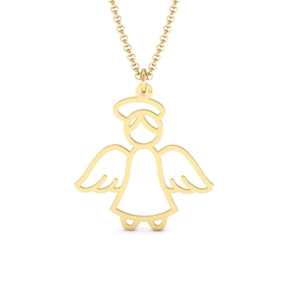 Pingente Anjo da Guarda Vazado Ouro 18k
